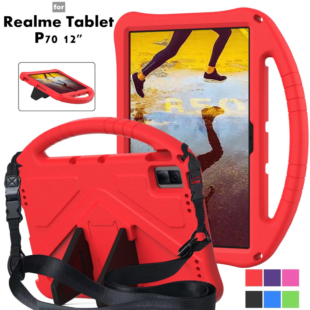 適用於 Realme Pad 平板電腦 P70 Tab 12 英寸保護套 EVA 便攜式防震兒童安全手柄支架平板電腦保護