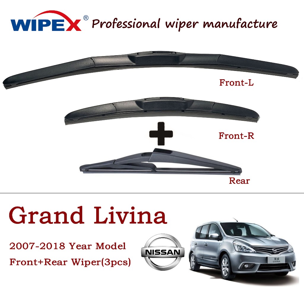 NISSAN (wipex 質量)日產 Grand Livina 雨刷片適用於 2007-2018 型號 Levena