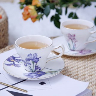 鳶尾花歐式陶瓷咖啡杯碟 170ml 下午茶咖啡杯 紅茶杯