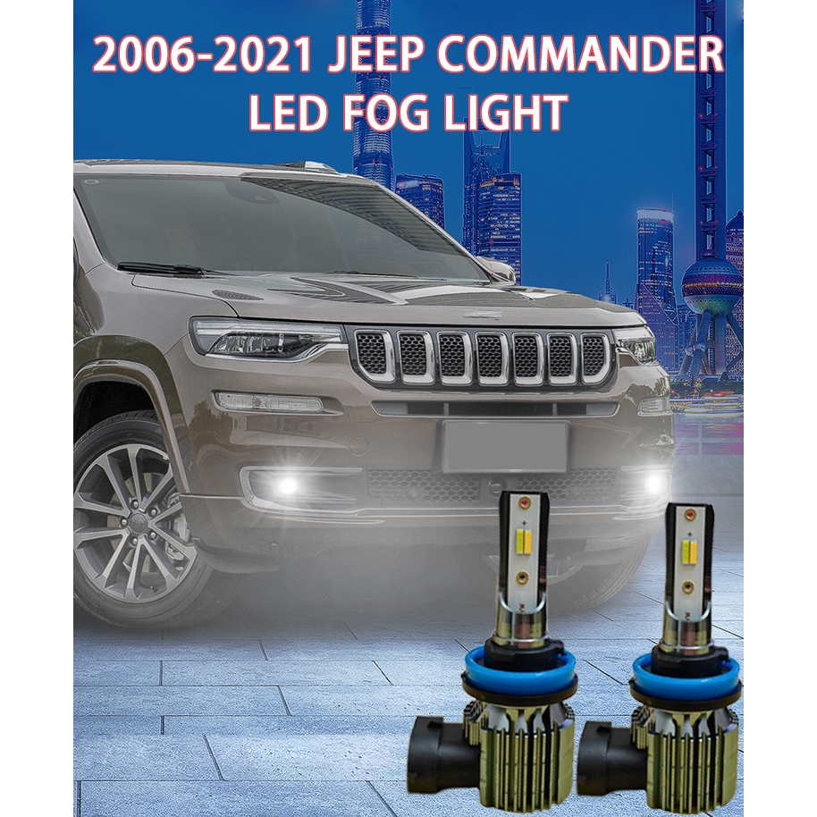 2 件 H11 霧燈適用於 JEEP 指揮官 2006-2021 超亮霧燈 H11 LED 前霧燈金燈/白色/藍色