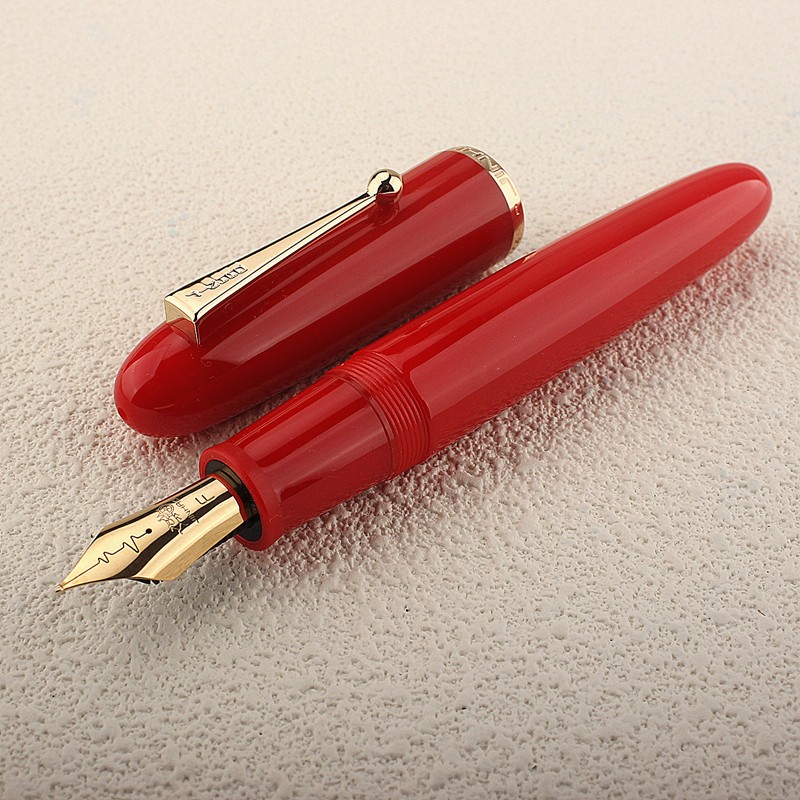 金豪鋼筆9019大道鋼筆橄欖綠心跳尖男士高檔成人商務辦公練字書法簽字筆中國紅新款