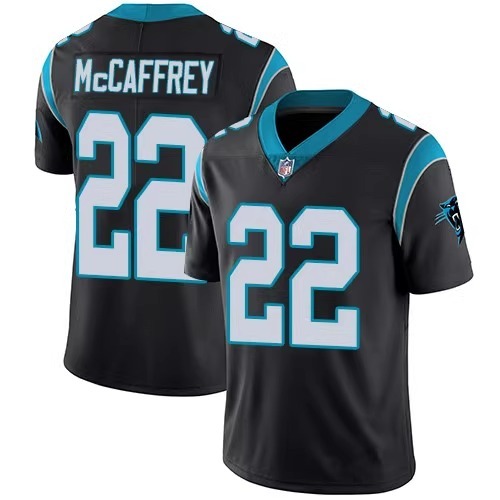 NFL黑豹Carolina Panthers橄欖球服22號Christian McCaffrey球衣