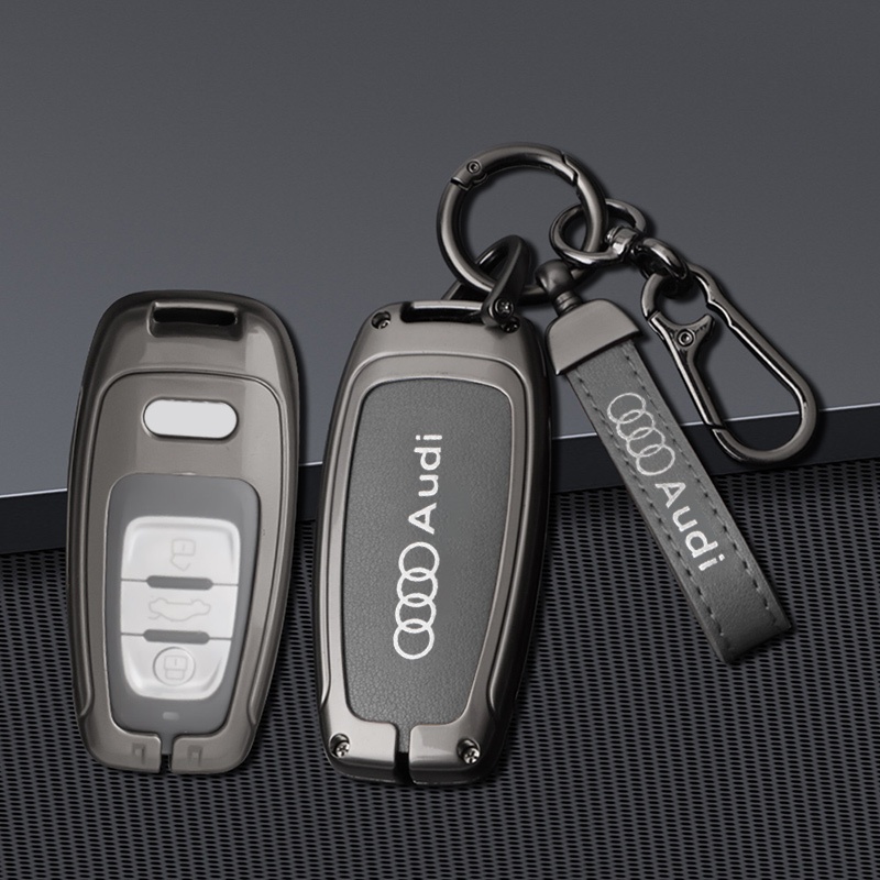 【現貨】奧迪汽車鑰匙包適用於 A1 A3 A4 A5 A6 A7 A8 Quattro Q3 Q5 Q7 合金高品質皮革