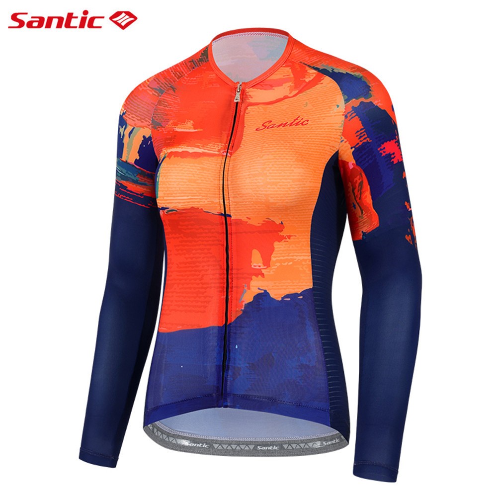 Santic 女式騎行服透氣防紫外線長袖自行車自行車上衣