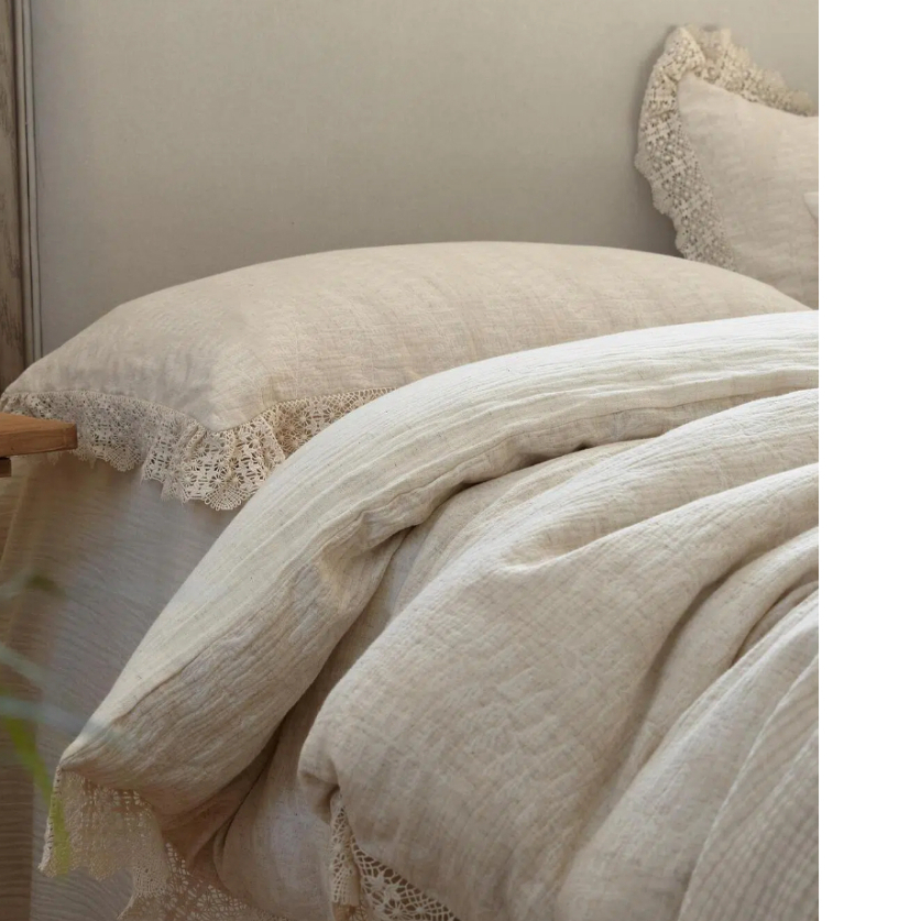 法式復古棉麻雙層紗床包四件組 20%亞麻+80%精梳棉鬆軟透氣床單被套標準雙人加大特大床包組現貨
