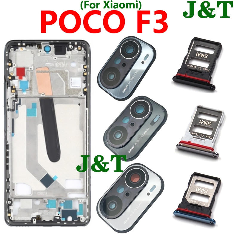 XIAOMI MI 適用於 Poco F3 中框外殼前殼擋板外殼相機鏡頭 Sim 卡托盤適用於小米 Mi Pocopho