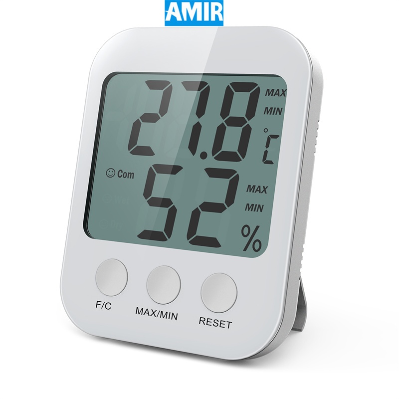 Amir 數字濕度計溫度計,室內溫度濕度計,帶大液晶屏的家庭舒適監視器, °C/°F 家庭辦公室等開關