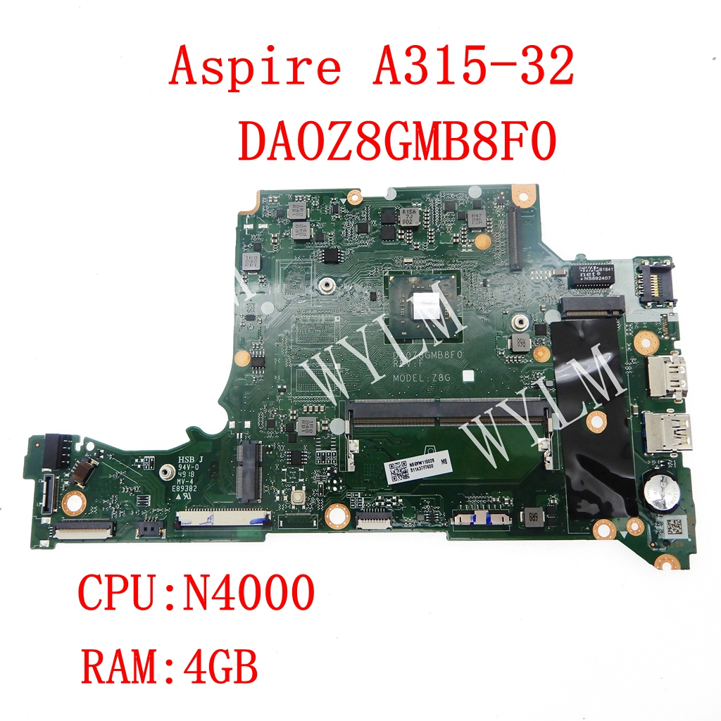 Da0z8gmb8f0 帶 N4000 CPU 4GB-RAM 筆記本電腦主板適用於宏碁 Aspire A314-32