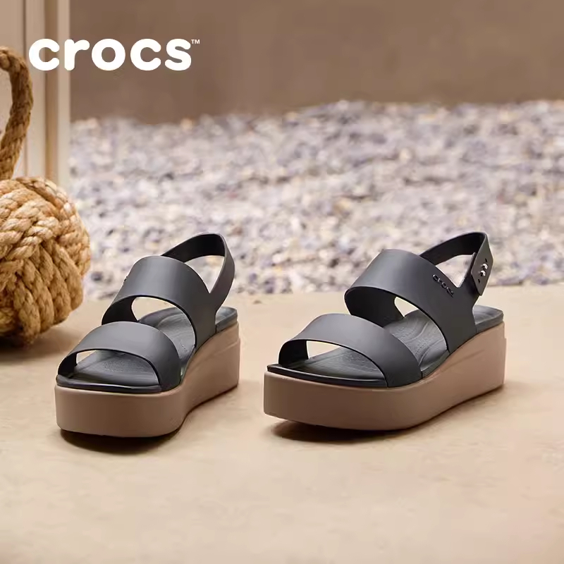 Crocs女鞋 高跟鞋 /布魯克林厚底坡跟拖鞋 206219