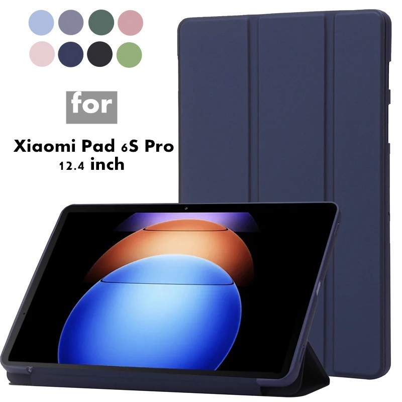 XIAOMI 適用於小米 Pad 6s Pro 三折 PU Leaher 軟背支架平板電腦 Funda 適用於小米 Pa