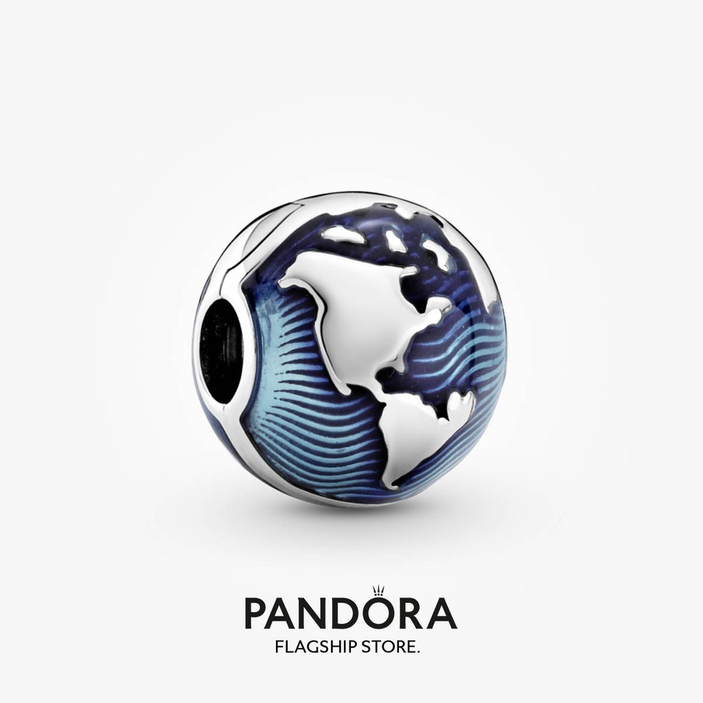 PANDORA 正品原裝 S925 純銀潘多拉藍色地球夾吊飾