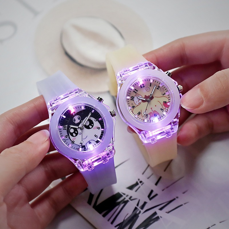 兒童手錶三麗鷗可愛卡通電子燈光手錶庫洛米肉桂美樂蒂玩具女孩禮物