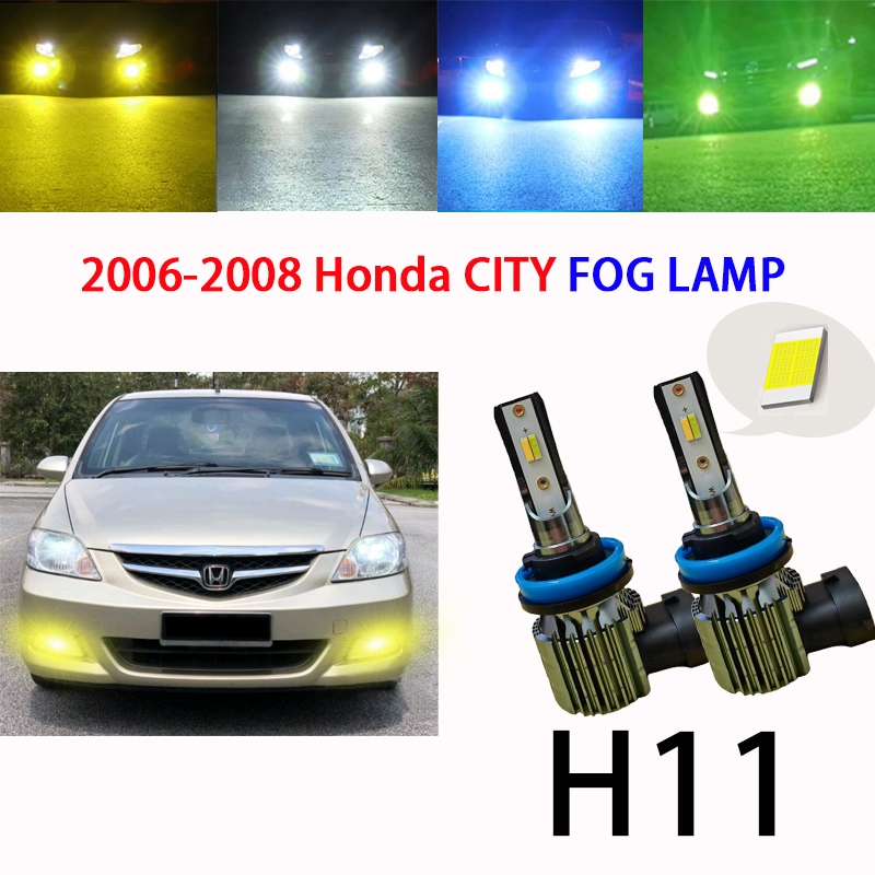 HONDA 適用於本田 CITY 2006-2008 霧燈 LED 燈泡冰藍色白色黃色 Lampu 聚光燈運動燈 Men