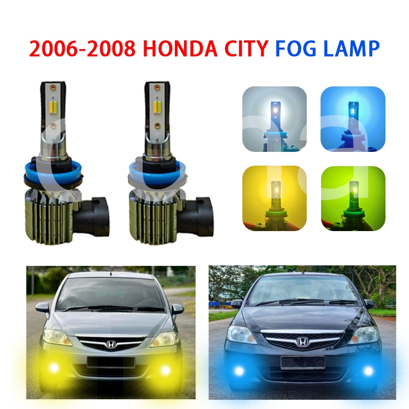 HONDA 2 件 H11 霧燈適用於本田 CITY 2006-2008 超亮霧燈 H11 LED 前霧燈金燈/白色/藍