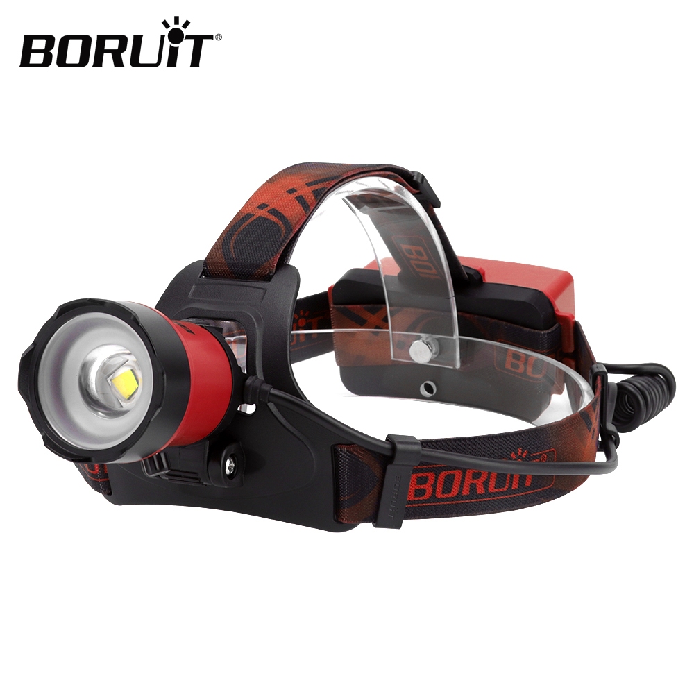 Boruit B13 超亮變焦頭燈 L2 LED 1200LM 頭燈可充電移動電源頭電筒防水野營燈