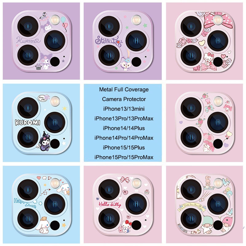 Iphone 15 Pro Max 金屬全覆蓋相機保護膜 Hello Kitty 鋼化玻璃 My Melody iPho