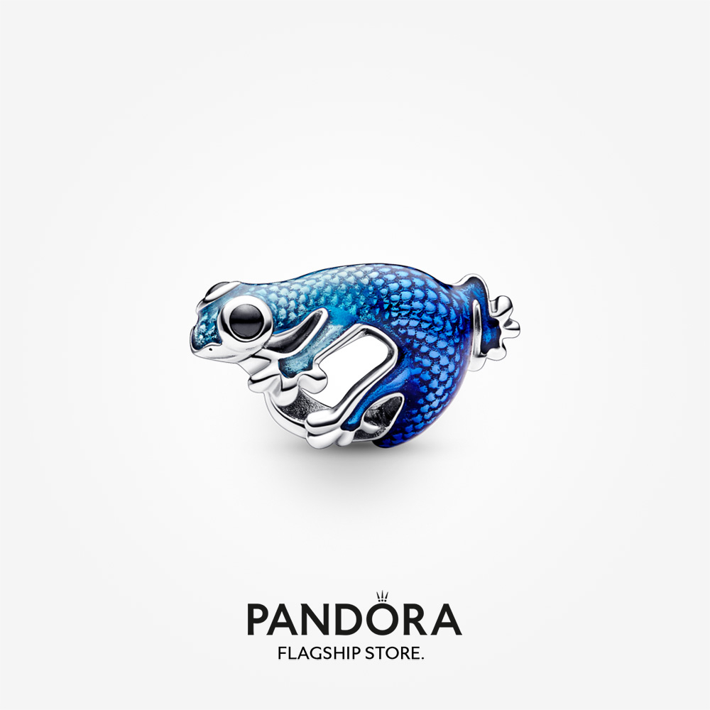 PANDORA 正品原裝 S925 純銀潘多拉金屬藍色壁虎吊飾