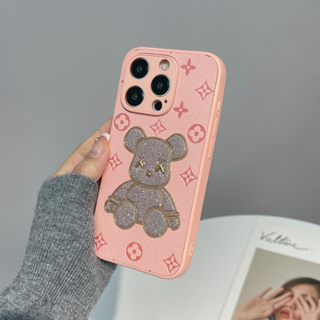 Glomy Bear 閃光粉色手機殼保護套防震手機殼適用於 IPhone 14 13 12 Pro Max 15 Plu