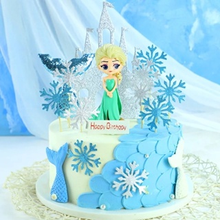 迪士尼公主冰雪奇緣艾爾莎蛋糕裝飾兒童娃娃玩具婚禮生日派對裝飾