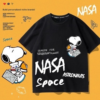 史努比聯名太空人寬鬆純棉短袖t恤圓領男2022夏季裝新款體恤