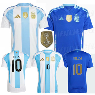 阿根廷三星足球球衣最終球迷 2024 2025 ENZO ALVAREZ DI MARIA 梅西簽名兒童套裝男式足球衫