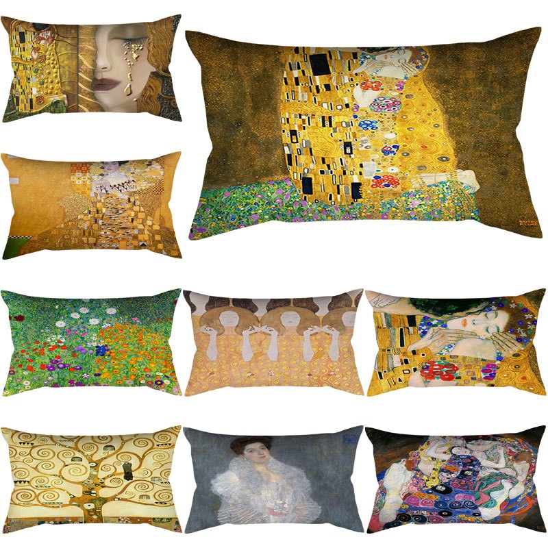The Art of Gustav Klimt 滌綸抱枕套汽車墊家居裝飾枕套 50x30cm/74x48cm 單面印刷