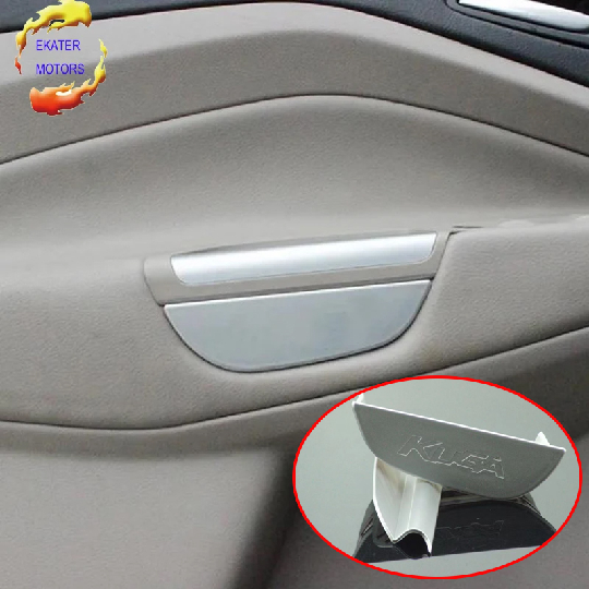 Abs 碳纖維汽車前門把手盒車門儲物扶手盒適用於福特 Kuga Escape 2013 - 2019 汽車內飾配件