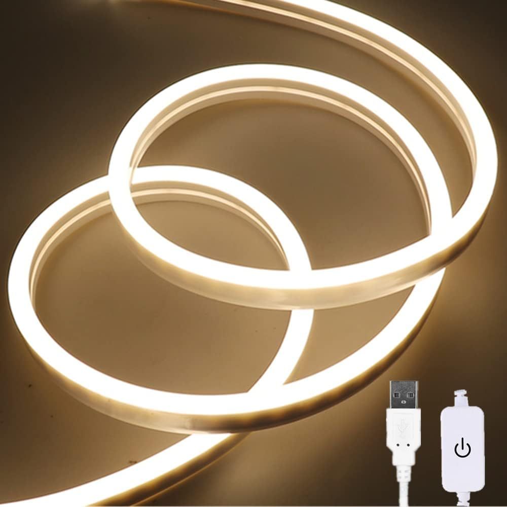 5v USB COB LED 霓虹燈繩燈條,120LED/m 防水霓虹燈柔性 LED 燈條,適用於臥室、電視背光、櫥櫃