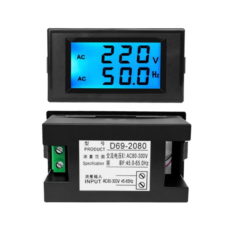 LCD數字電壓表頻率表相110V 220V 三相380V 50Hz測試儀D69-2080