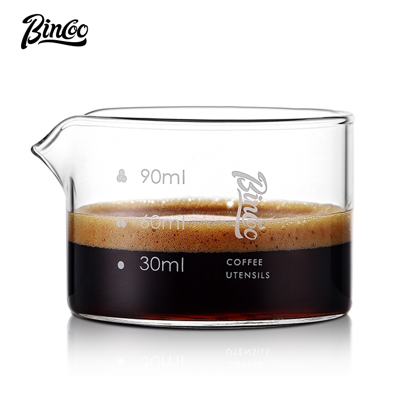 BINCOO 玻璃意式濃縮杯子 小奶盅帶刻度 迷妳萃取量杯 盎司杯 咖啡杯 120ML