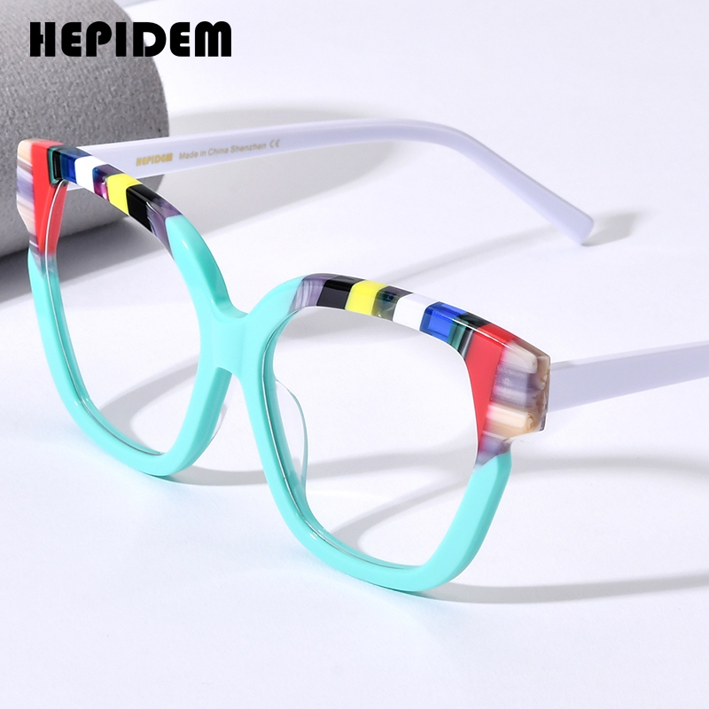 Hepidem 醋酸纖維眼鏡框女士 2024 新款時尚貓眼眼鏡眼鏡眼鏡 H9340