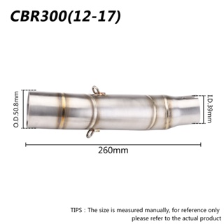 機車不鏽鋼 304 排氣中管適用於本田 CBR300r 2012-2017