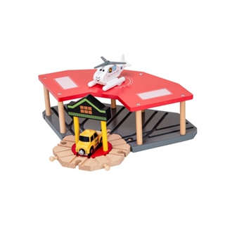 木質火車軌道車停車場車站車庫機房兼容小米brio配件兒童益智玩具
