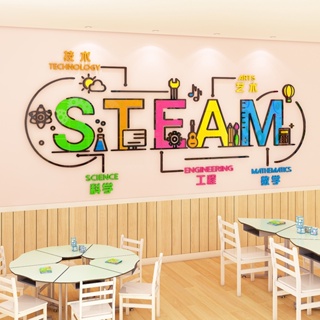 【DAORUI】Steam 樂高教室佈置機器人編程教育培訓機構3D亞克力立體牆貼幼兒園主題文化牆面裝飾貼紙