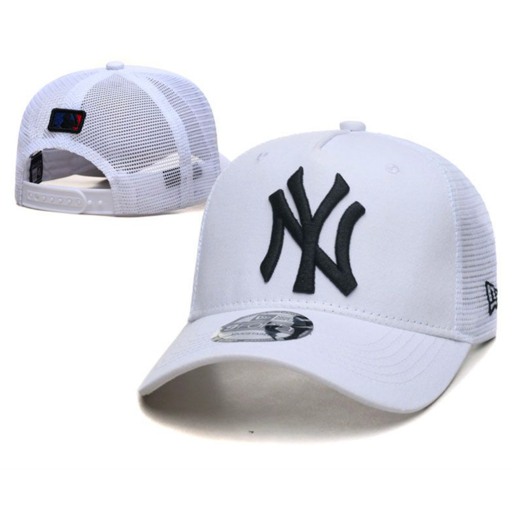 MLB 美國職業棒球大聯盟棒球帽洋基隊黑色大標籤紐約帽子男女弧形帽硬頂調節扣棒球帽