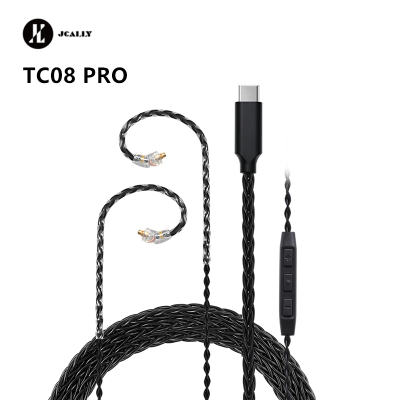 Jcally 黑色 TC08 PRO 鍍銀 TYPE-C 耳機升級線帶 MIC MMCX 2Pin 0.75/0.78