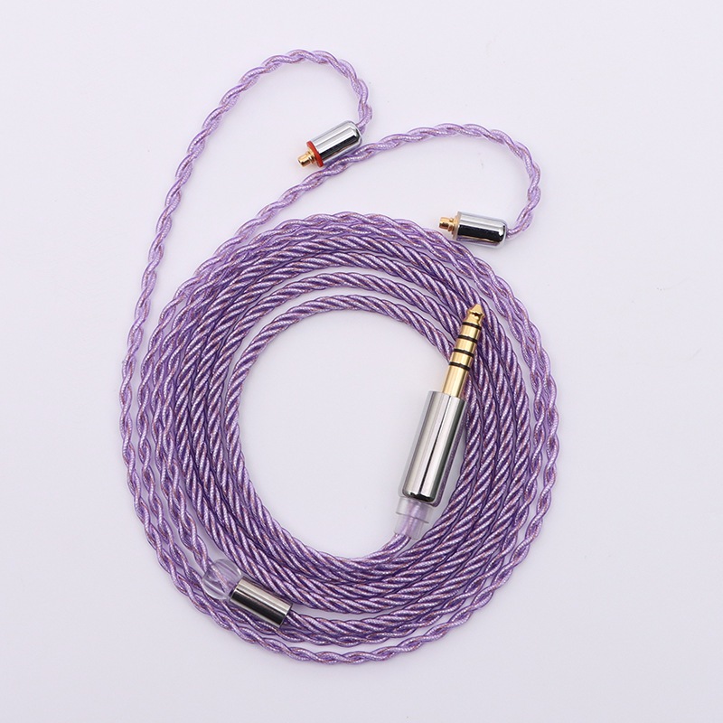 Fengru 紫羅蘭色 4 股石墨烯單晶銅耳機升級線 QDC KZ C 針 2Pin 0.78 MMCX TFZ 線用於