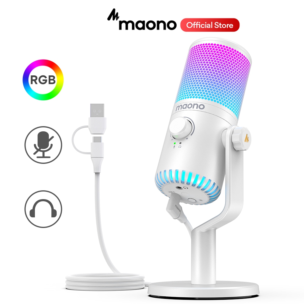 Maono DM30 RGB 遊戲麥克風USB麥克風電容麥克風電腦麥克風流媒體麥克風帶麥克風增益RGB燈光用於手機電腦