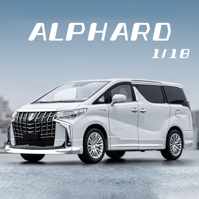 1:18 比例豐田 Alphard 合金汽車模型壓鑄汽車聲光汽車愛好者系列兒童生日金屬男孩玩具