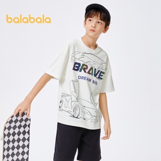 Balabala兒童短袖t恤夏季兒童男童中大童印花寬鬆上衣潮