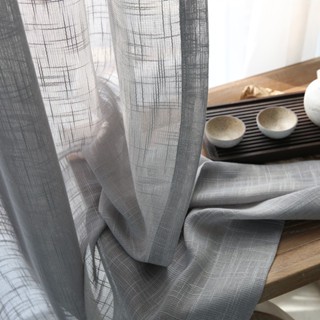 現代淺灰色窗簾半遮光透明窗簾臥室陽台窗簾定制尺寸客廳門簾