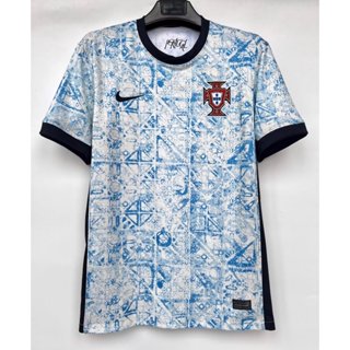 2024 葡萄牙客場足球球衣男式白色藍色球迷版足球衫