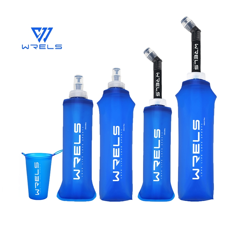 WRELS 150ml 250ml 500ml 軟水壺可折疊可折疊水瓶 TPU 不含 BPA 用於跑步補水包腰包背心