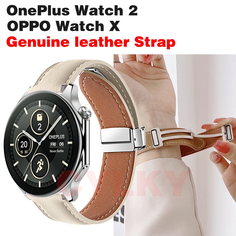 適用於 OnePlus Watch 2 錶帶 OPPO Watch X 皮革錶帶