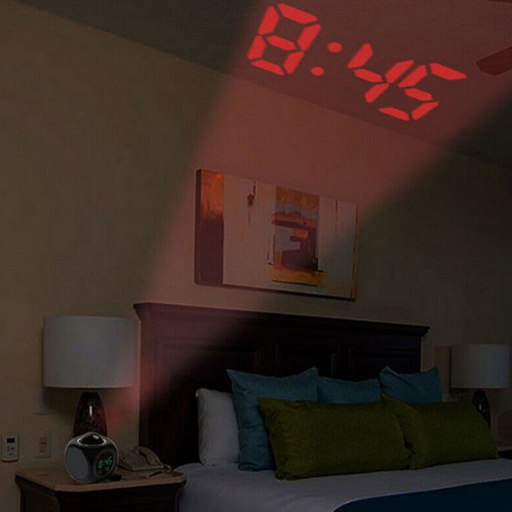 鐘聲時鐘多功能創意投影時鐘 LED 溫度顯示,適合家庭臥室裝飾小時,帶貪睡每小時鐘聲