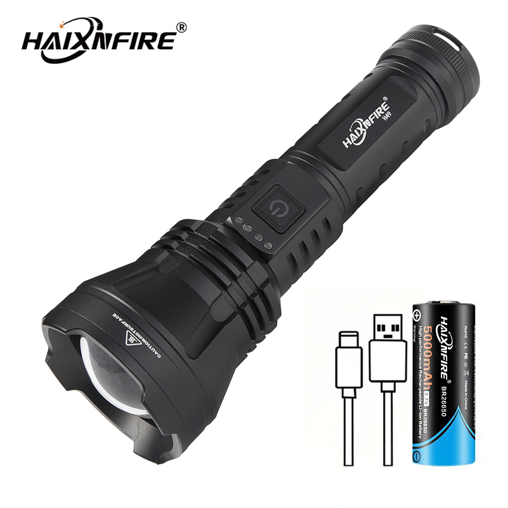 Haixnfire H49 戶外野營手電筒 6000 流明伸縮變焦 LED USB 可充電