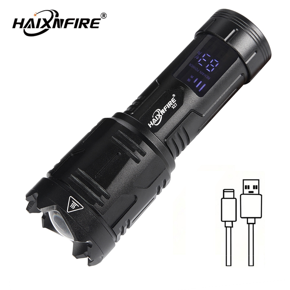 Haixnfire X27 戶外野營手電筒 3500 流明 LED 伸縮變焦 LED USB 可充電