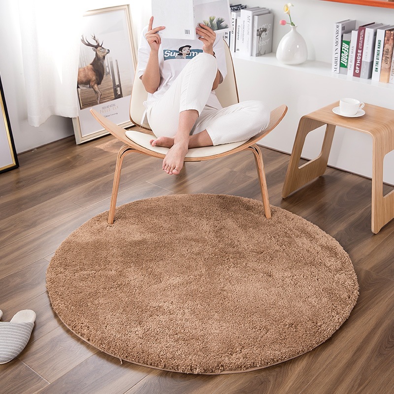 【Lim新品地毯】簡約素色圓形臥室客廳地毯兒童房爬爬地墊圓形吊椅床邊地毯地墊子