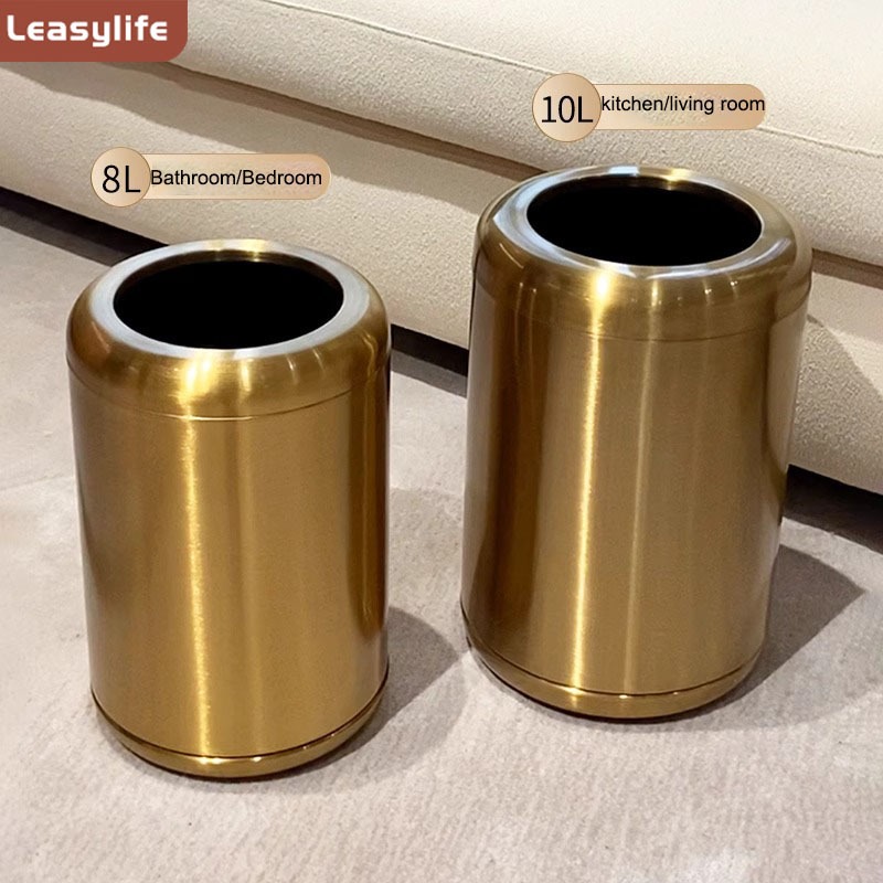 8L創意不鏽鋼垃圾桶家用客廳高顏值雙層無蓋輕奢臥室衛生間廚房廁所