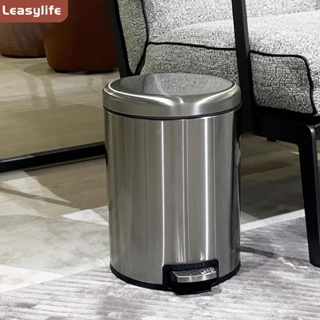 6L/10圓形腳踏垃圾桶，不鏽鋼帶蓋垃圾桶用於浴室，客廳，臥室，廚房